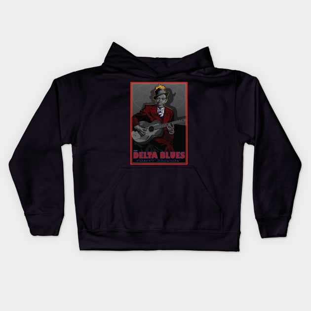 ROBERT JOHNSON AMERICAN BLUES MUSICIAN AND SONGWRITER Kids Hoodie by Larry Butterworth